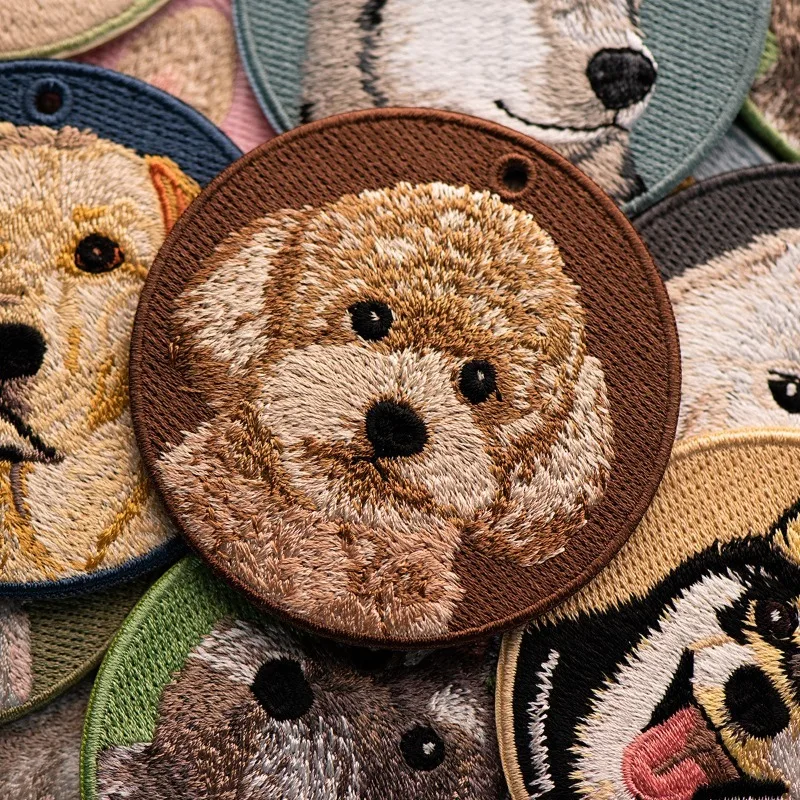 Lindo colgante de perro bordado de doble cara-Llavero Corgi Border Collie Golden Retriever, regalo para amantes de las mascotas para decoración de mochila de bolsos