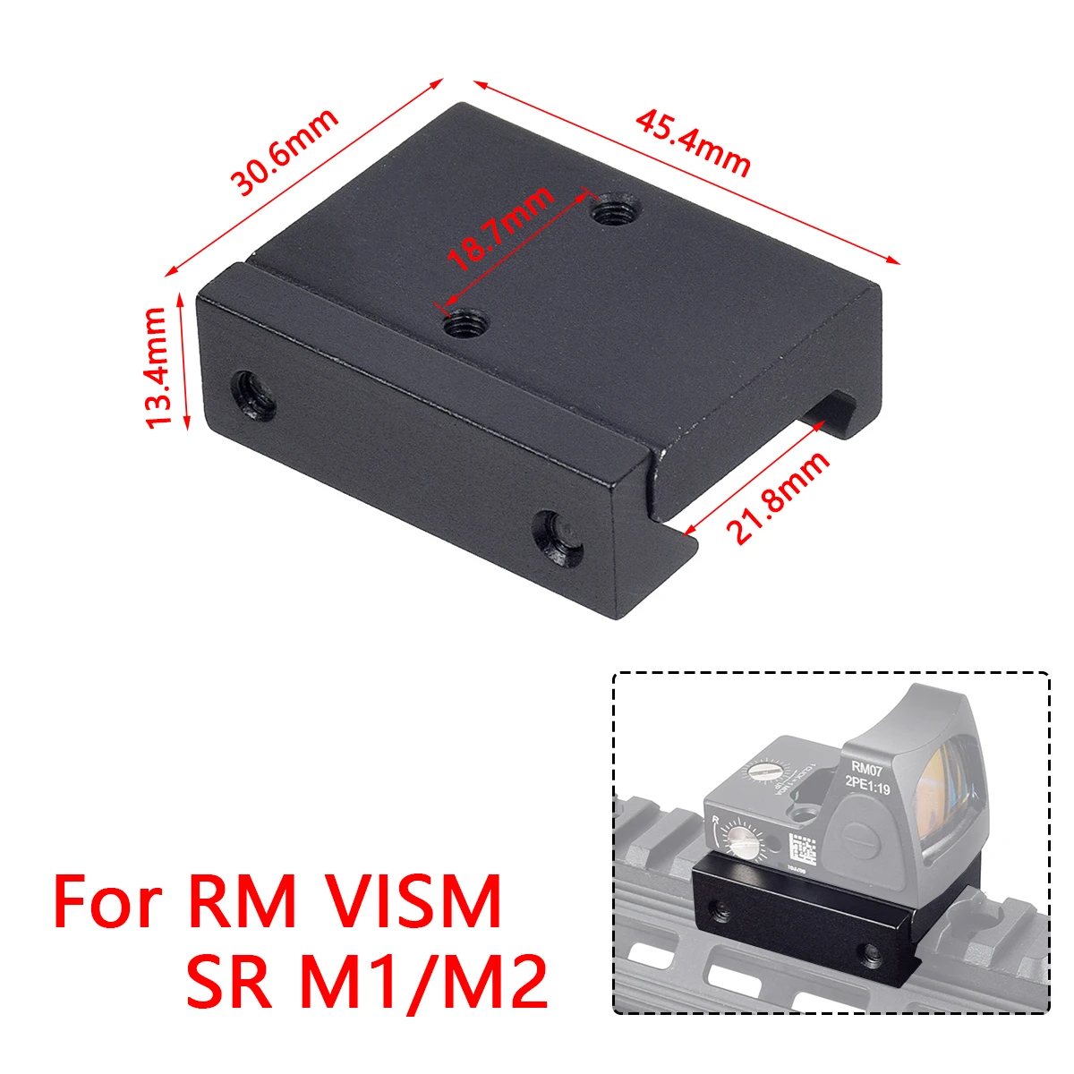 Base de placa de pistola de montaje de mira trasera Universal de punto rojo táctico RM compatible con RM MR SR VISM Red Dot Sight 20mm montaje para GLOCK 17 G19 G23 - imagen 2
