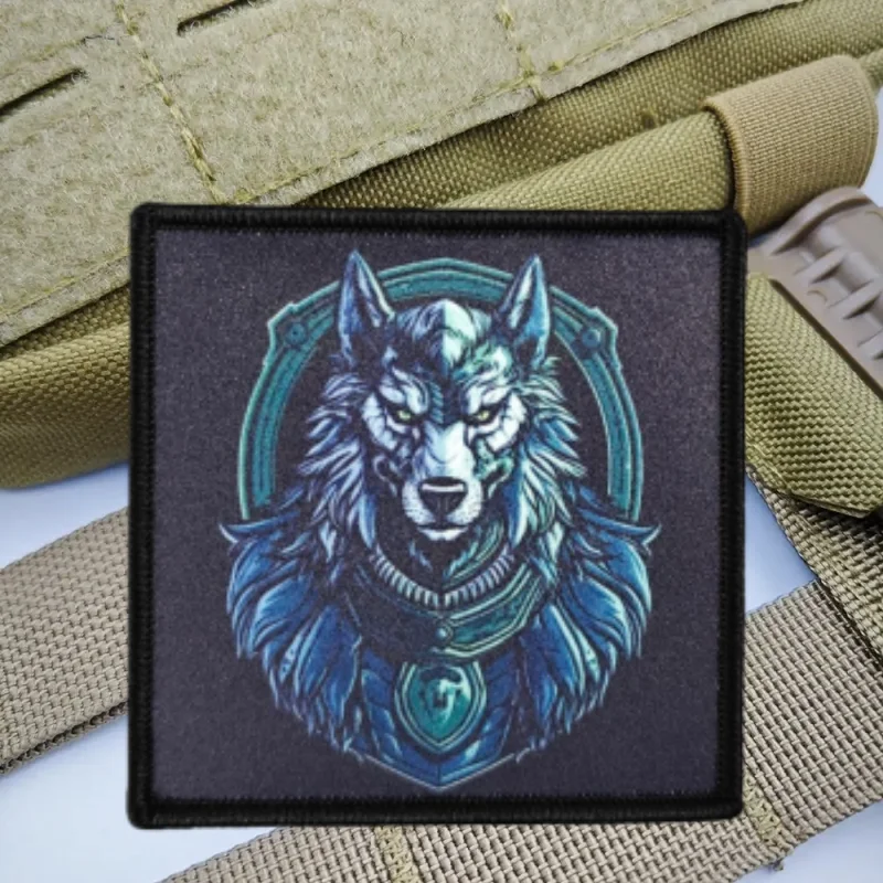 Parche con estampado de lobo militar, chaleco táctico, sombreros con gancho y bucle, insignia de moral, mochila, pegatinas decorativas, parches para brazalete para ropa - imagen 4