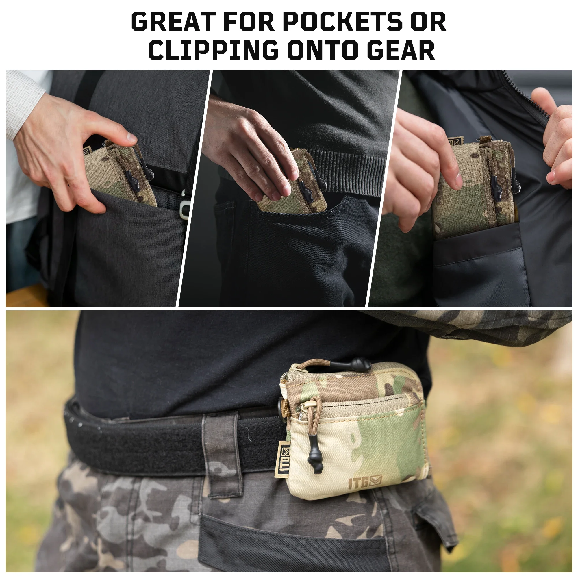 1TG Monedero táctico 500D camuflaje cremallera YKK - imagen 3
