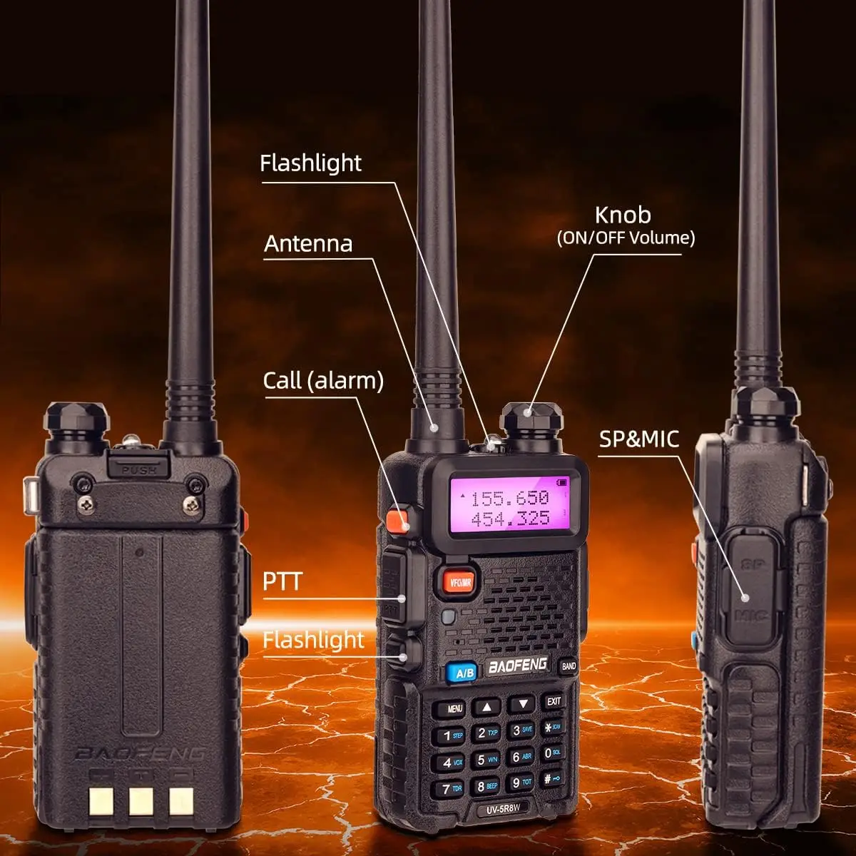 1/2 Uds BaoFeng UV-5R 8W Walkie Talkie de tres potencia de alta potencia banda Dual de largo alcance 128 CH portátil de mano UV 5R Ham Radio bidireccional - imagen 5
