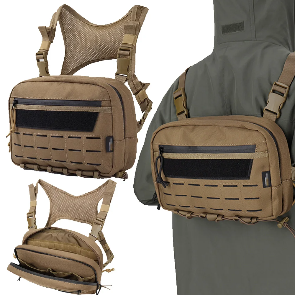Paquete de pecho táctico MOLLE, bolsa de herramientas impermeable de nailon 915D, Kit de Recon multifunción