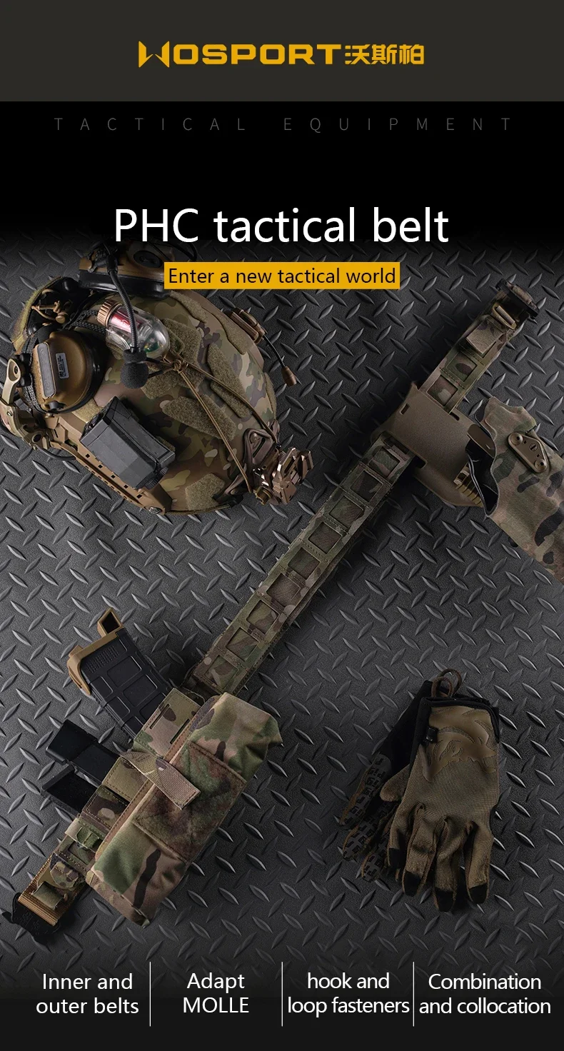 Cinturón de camuflaje ligero táctico, montaje MOLLE, hebilla de Metal de liberación rápida, cinturón doble interior y exterior - imagen 2