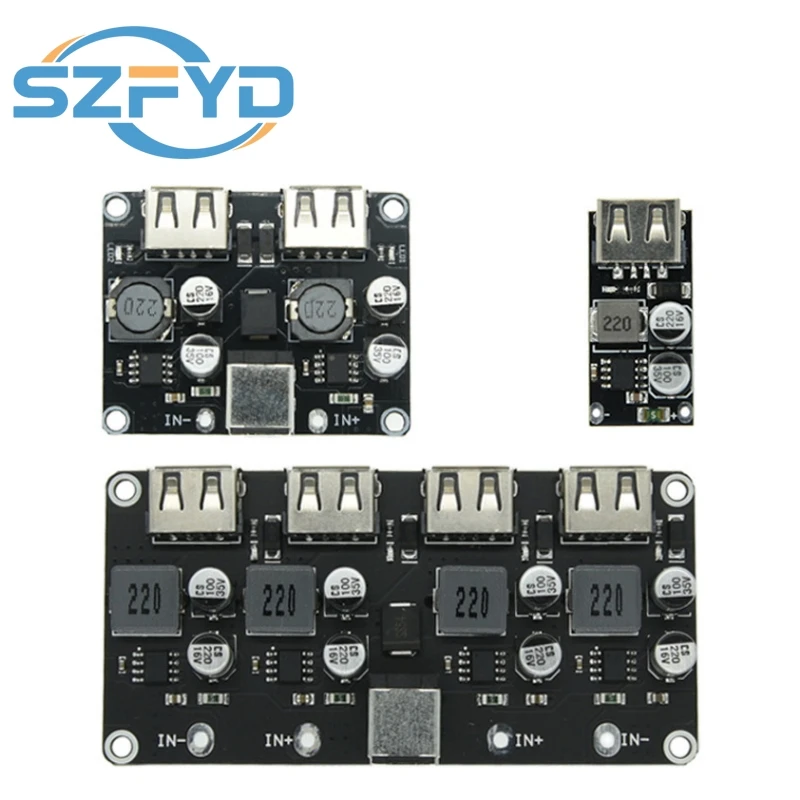 USB QC3.0 QC2.0 USB DC-DC convertidor reductor de carga módulo reductor 6-32V 9V 12V 24V a placa de circuito de cargador rápido 5V