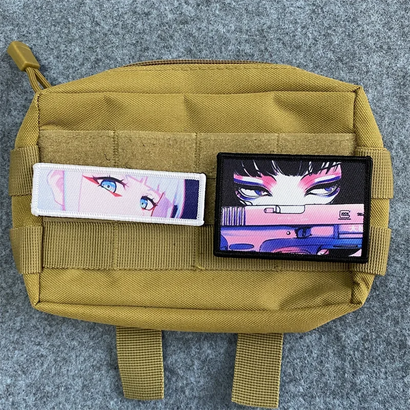 Parche con estampado de Ojos de Lucy para niñas, insignia de moral táctica de tirador japonés, brazalete de gancho y bucle, parches de mochila, apliques de ropa - imagen 2