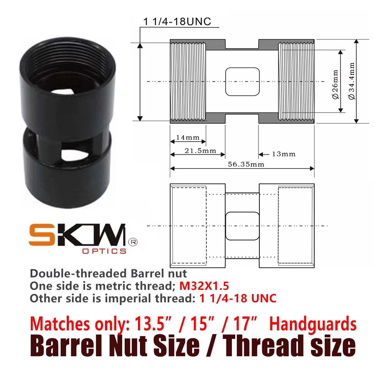 SKWGEAR Guardamanos AR15 Keymod M-LOK Free-Float Aluminio Picatinny