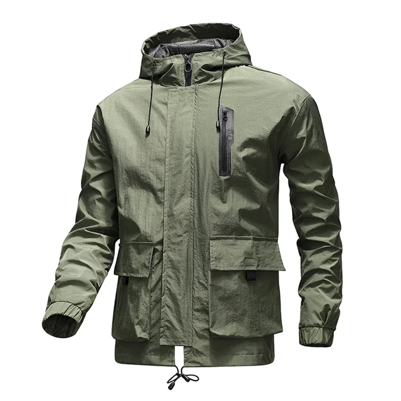 Chaqueta deportiva con capucha para hombre, abrigo holgado de malla transpirable a prueba de viento, de talla grande 5X, para exteriores, novedad de otoño - imagen 5
