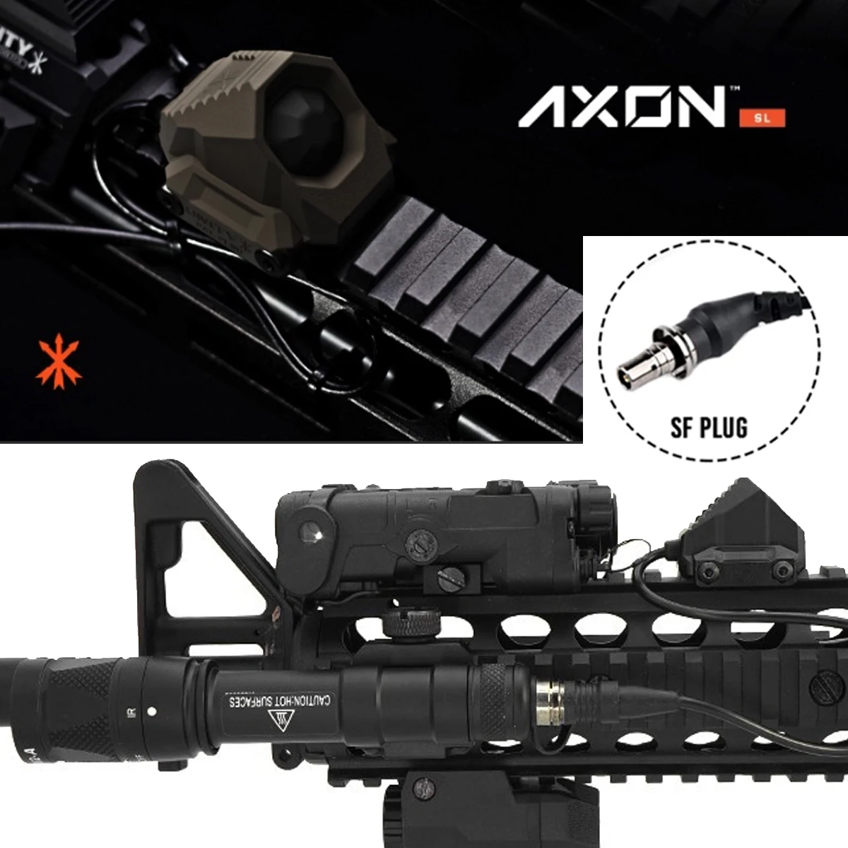 Linterna táctica Surefire M300 M600 con unidad AXON, interruptor de presión remoto de doble función, compatible con luz Airsoft de caza con riel de 20mm