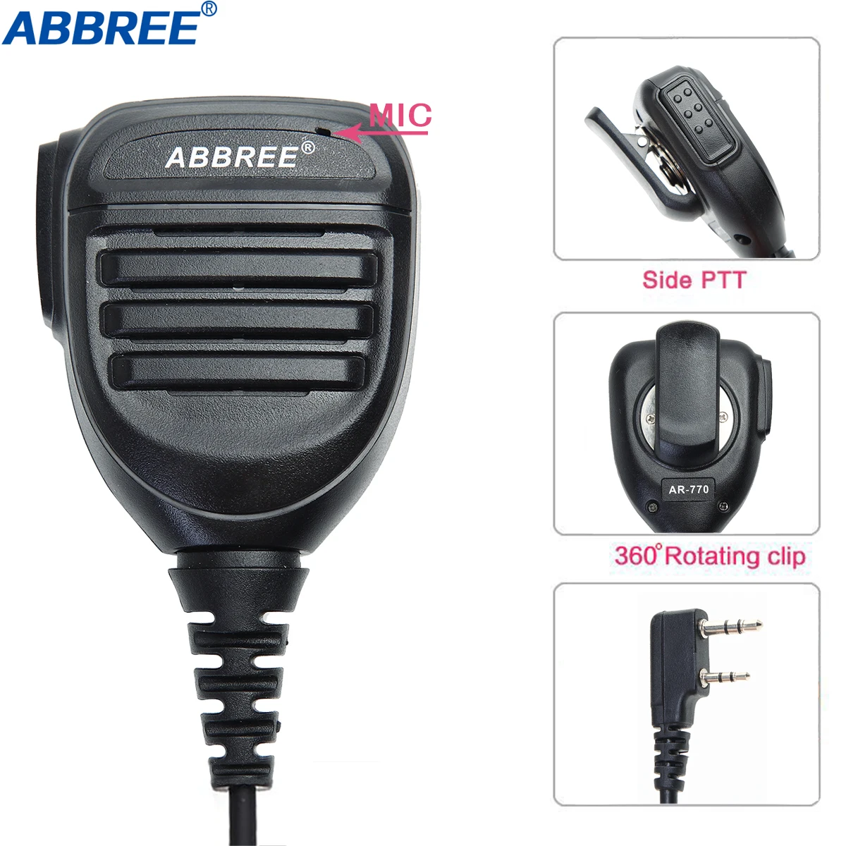 ABBREE Walkie Talkie altavoz micrófono impermeable PTT micrófono para UV-5R UV-16 UV-13 UV-21 UV17 Radio bidireccional QuanSheng UV-K5 UV-K6 - imagen 3