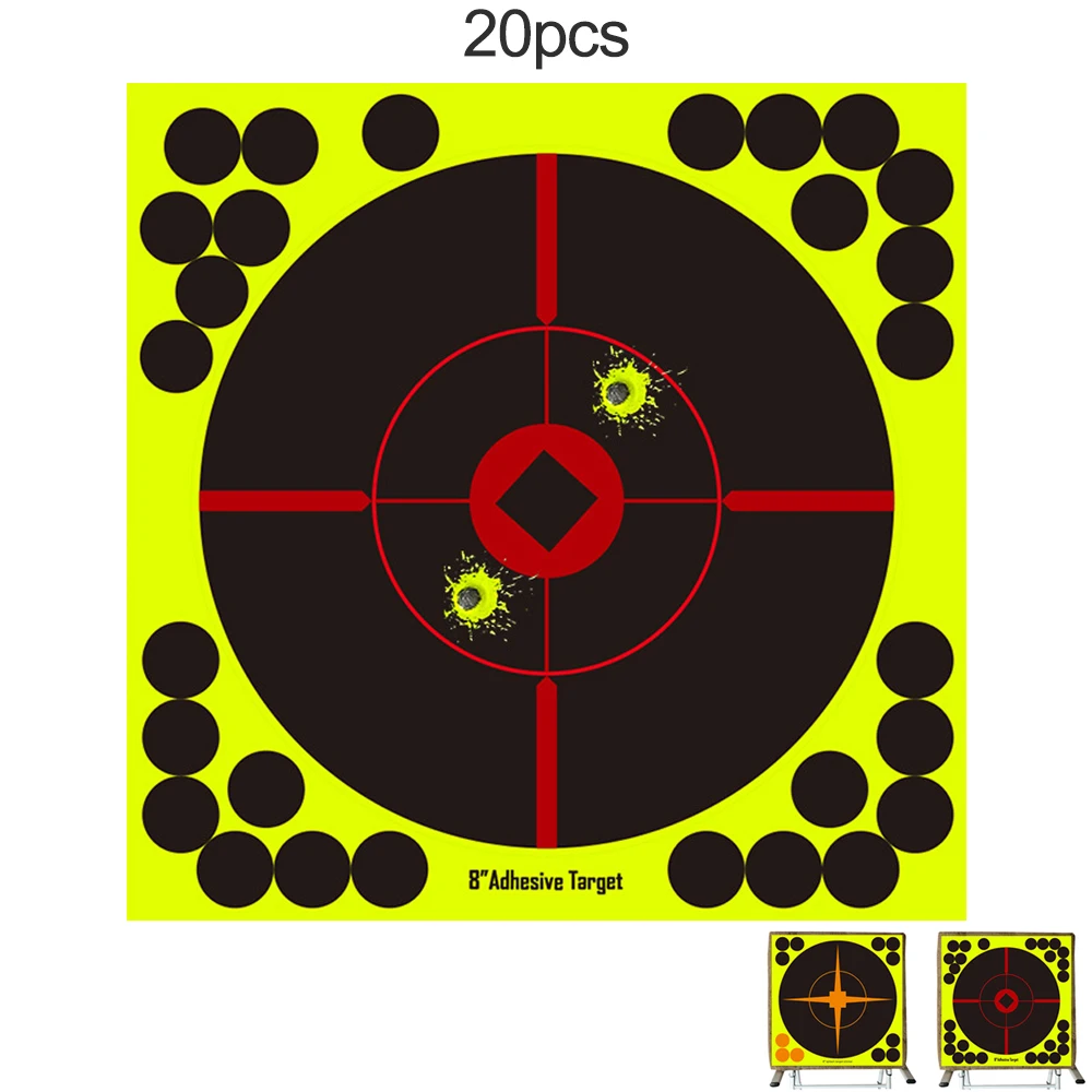 20 piezas pegatinas de destino redondas, papel autoadhesivo para salpicaduras de 8 pulgadas, pegatina de puntos para objetivo de caza para tiro, tren, pistola, Rifle