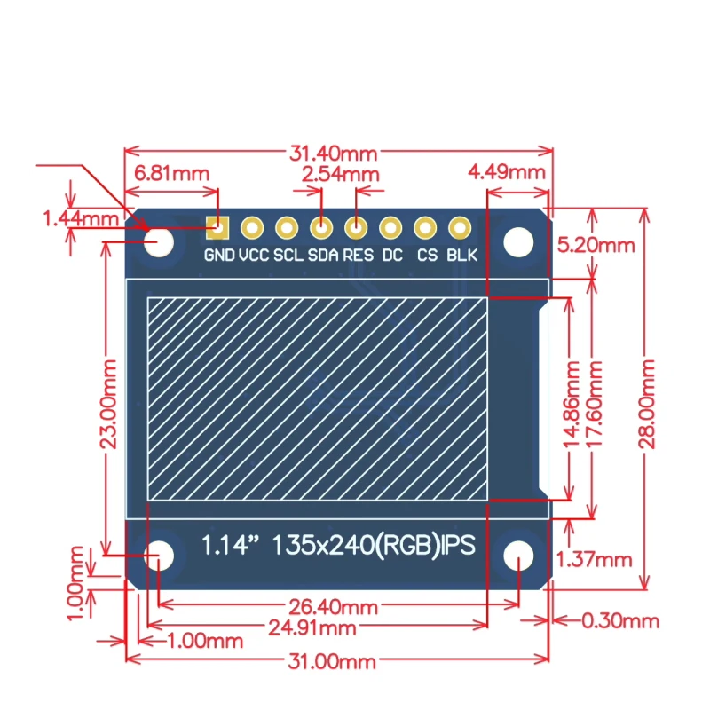 Módulo de pantalla OLED IPS de 1,14 pulgadas pantalla LCD 135*240 RGB TFT para Arduino 135x240 ST7789 placa LCD SPI a todo Color HD OLED 8 pines - imagen 5