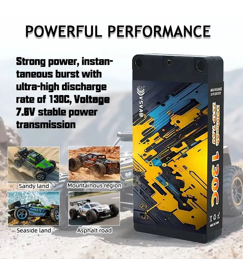 Batería Lipo Original VSVAW 2S 7,6 V 3600mAh 130C 1/10 1/12 Drift Racing Bigfoot todoterreno batería de litio de carcasa dura - imagen 3
