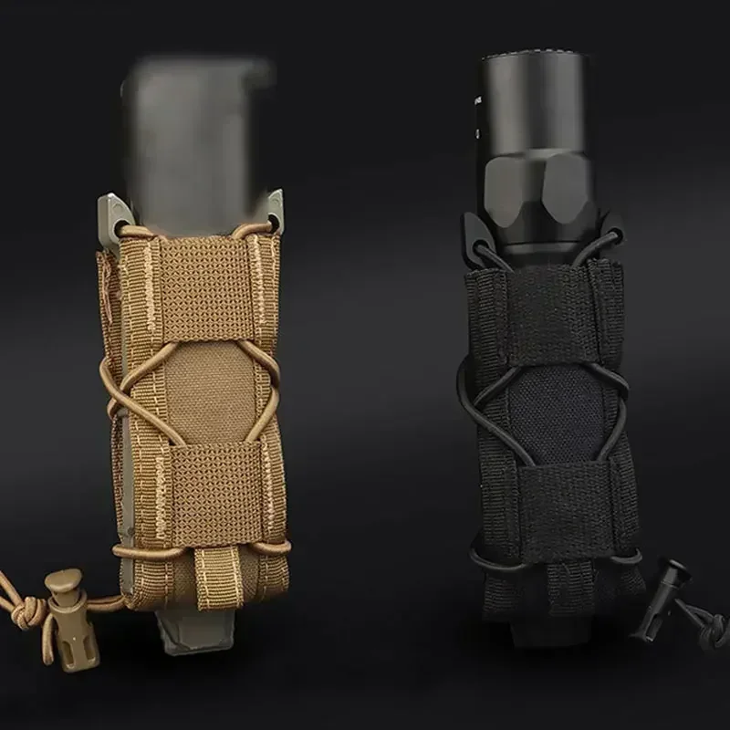 Bolsa táctica para revistas, bolsa individual para pistola de 9MM, bolsas Molle para linterna, soporte para linterna, funda para cuchillo de caza, tiro Airsoft - imagen 5