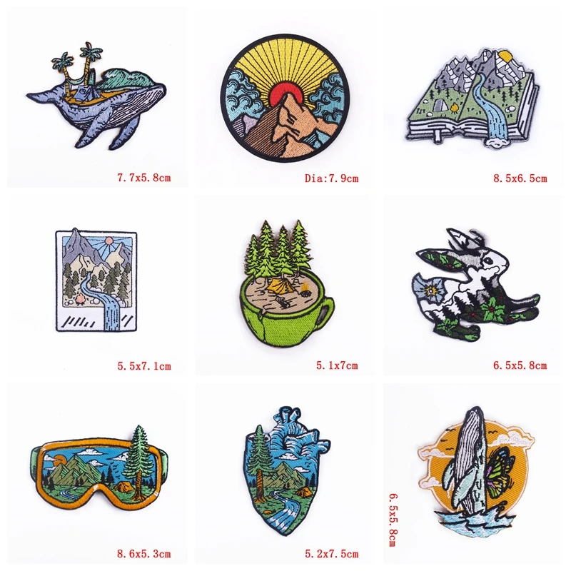 Parches bordados de mariposa para planchar en la ropa, parches de aventura de montaña, para viajes al aire libre, pegatina para ropa, 10 unids/lote - imagen 3