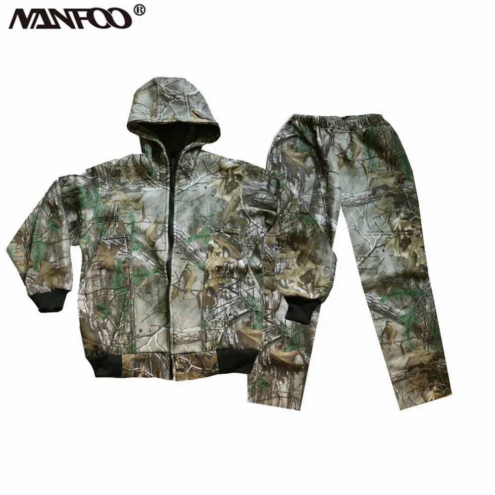 Traje de pesca de caza de camuflaje para hombre, chaqueta con capucha, pantalones, escalada al aire libre, ropa de tiro de aventura, invierno - imagen 2