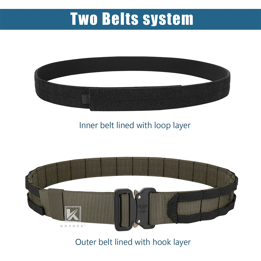 KRYDEX 2 EN 1 MOLLE Cinturón táctico para hombre de 1,75" y 1,5" con hebilla de liberación rápida Ranger Green+Black - imagen 5