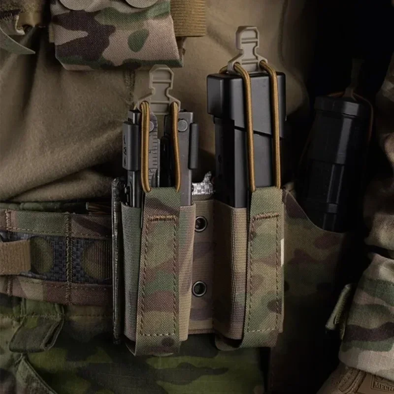 ERQYGRA-bolsa táctica de doble revista, 9mm, linterna de caza, riñonera, sistema Molle de pistola, accesorios de Paintball, deportes de juego de guerra - imagen 5