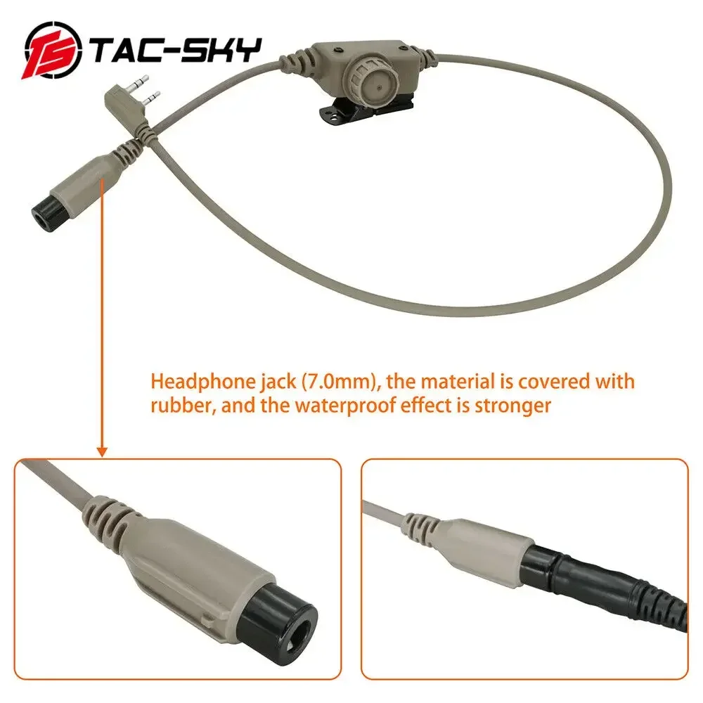 Adaptador PTT táctico RACPTT para COMTAC2 táctico COMTAC3 para auriculares SORDICompatible con Walkie Talkie Kenwood Plug - imagen 4