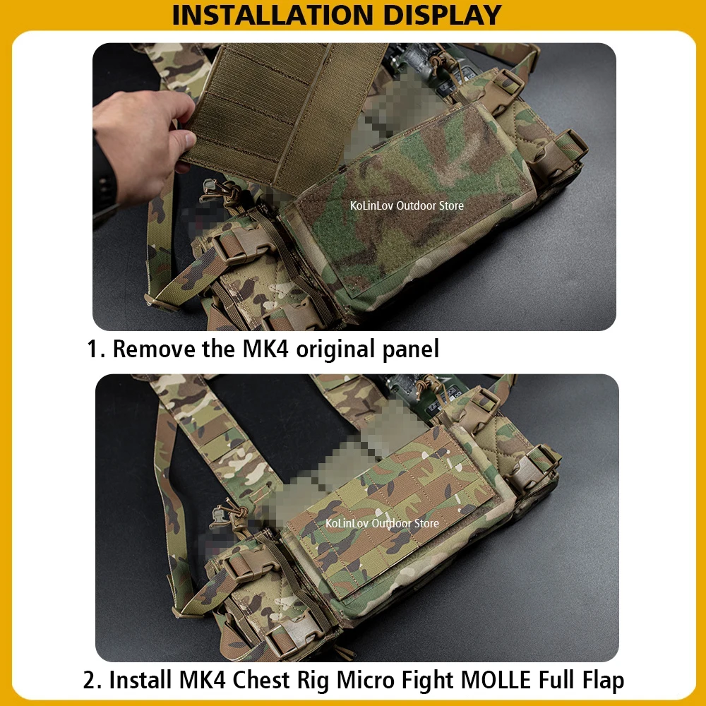 Accesorios de chaleco táctico ligero MK4, aparejo de pecho, Micro lucha MOLLE, solapa completa para equipo extensible para chalecos de caza - imagen 5