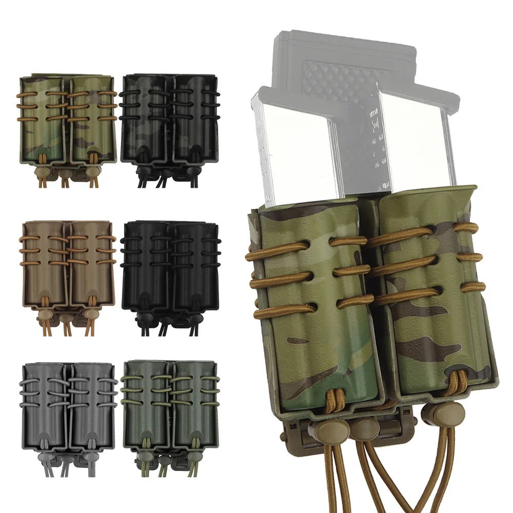 Bolsa Mag de 5,56mm + doble 9mm/45APC, bolsas para revistas de pistola, soporte para cinturón táctico MOLLE para revista M4 M16 AK AR Glock M1911 92F