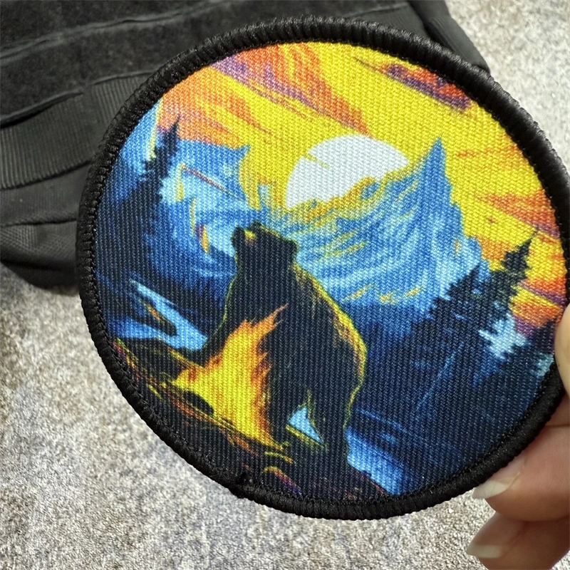 Insignia de moral de oso "Lord Taga", parche impreso, brazalete militar táctico, gancho y bucle, mochila para exteriores, accesorios para sombrero, pegatinas - imagen 3