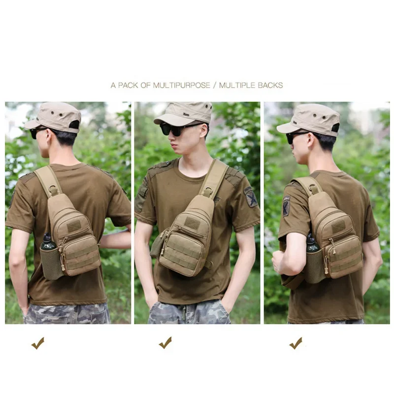 Bolso de pecho para hombre, bolso de hombro táctico, eslinga para exteriores, camuflaje Multicam, Camping, viajes, senderismo, caza, bolso cruzado militar - imagen 3
