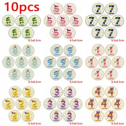 10 Uds. Venta al por mayor de parches bordados con número de dibujos animados de diciembre, parche de forma redonda, parches para planchar para ropa, apliques para coser, decoración