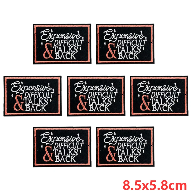 10 unids/lote parche bordado de texto/frase negro parches para planchar para ropa parches termoadhesivos para ropa insignia Fusible/de costura - imagen 4