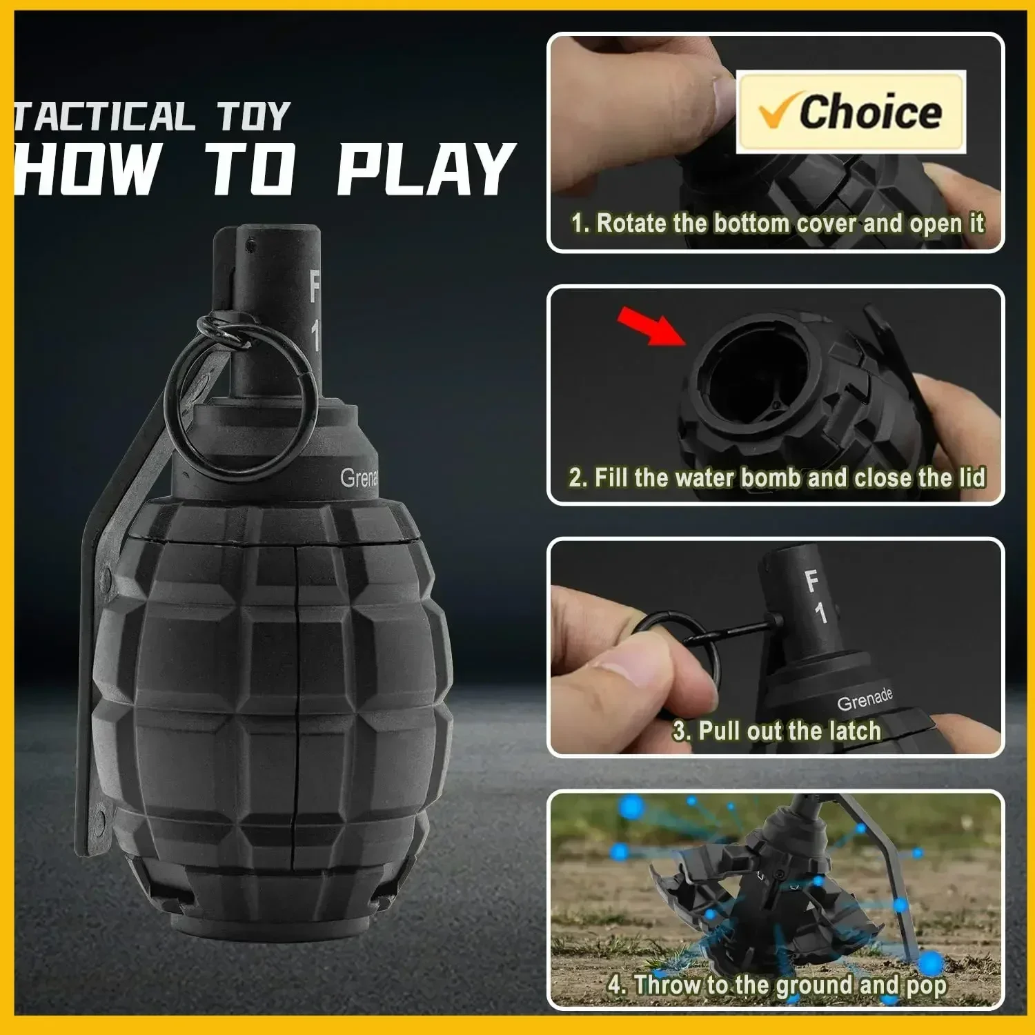 Granada FBursting F1, granadas de mano, juguete de plástico, juego CS, juego de batalla, juguete, modelo de granadas de mano simulada para Paintball Airsoft - imagen 3