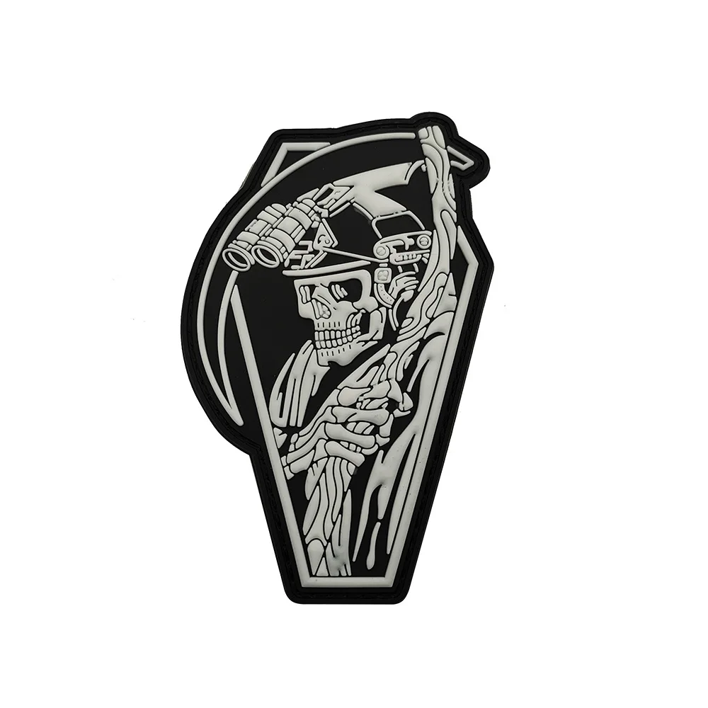 Parche de goma de PVC 3D para hombre, parche de goma con respaldo de gancho duradero, esqueleto brillante, huesos, guapa de muerte - imagen 4