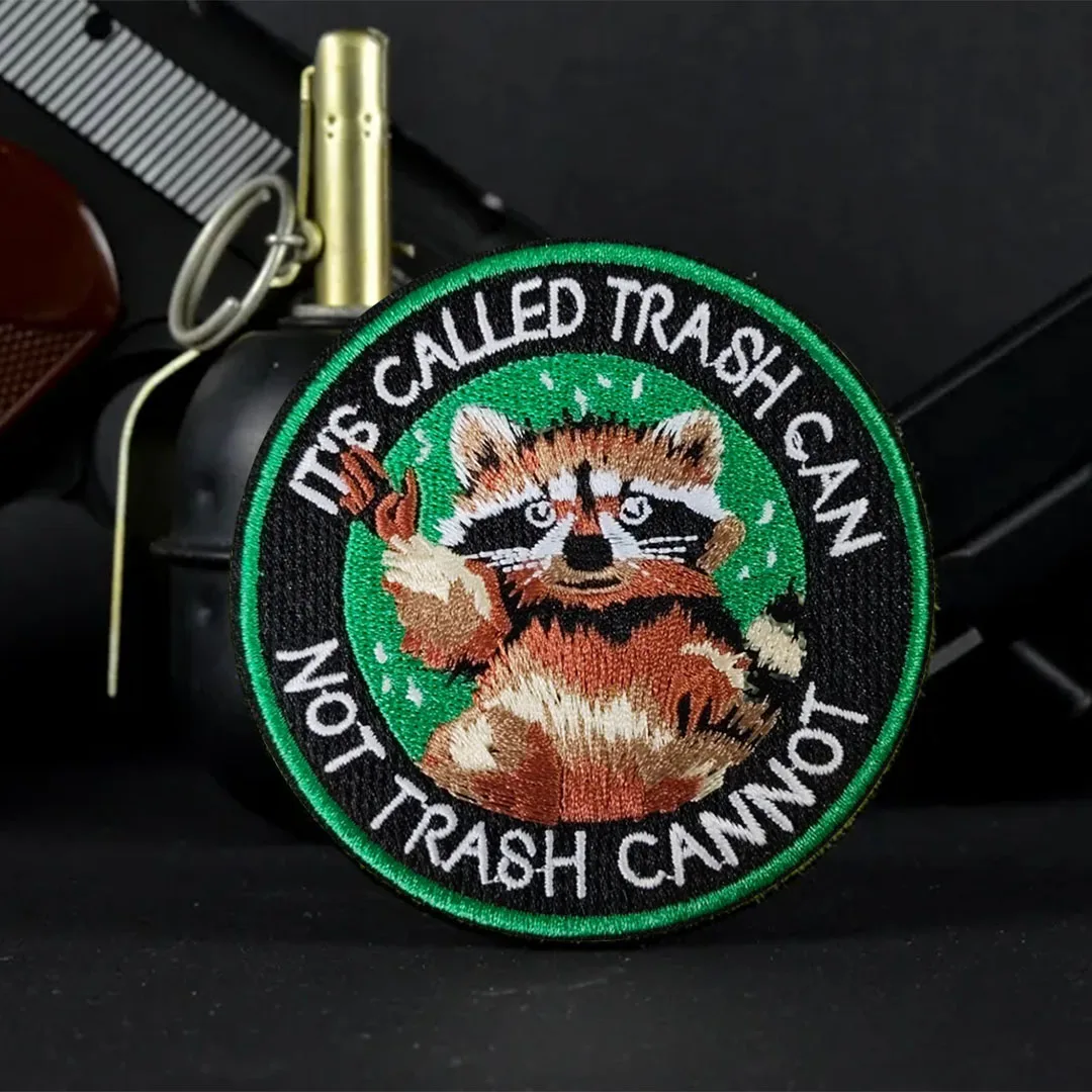 No basura no puede mapache parche táctico divertido gancho y bucle bordado parches moral insignia ejército militar brazalete mochila pegatinas