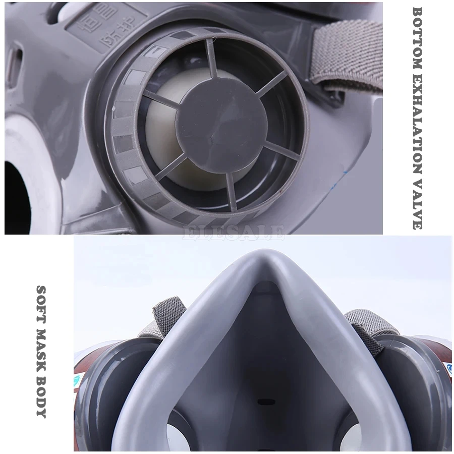 Máscara profesional de Gas de media cara para pulverización, máscara antipolvo para pintura, cartucho de filtro de carbono seguro, gafas de seguridad de visión amplia - imagen 4