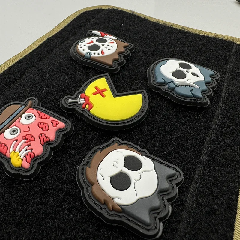 Parches de PVC de la serie Eating Bean, 5 piezas, Mini gancho, parche táctico nostálgico, juego de píxeles, brazalete, insignia de moral, pegatinas de mochila - imagen 2