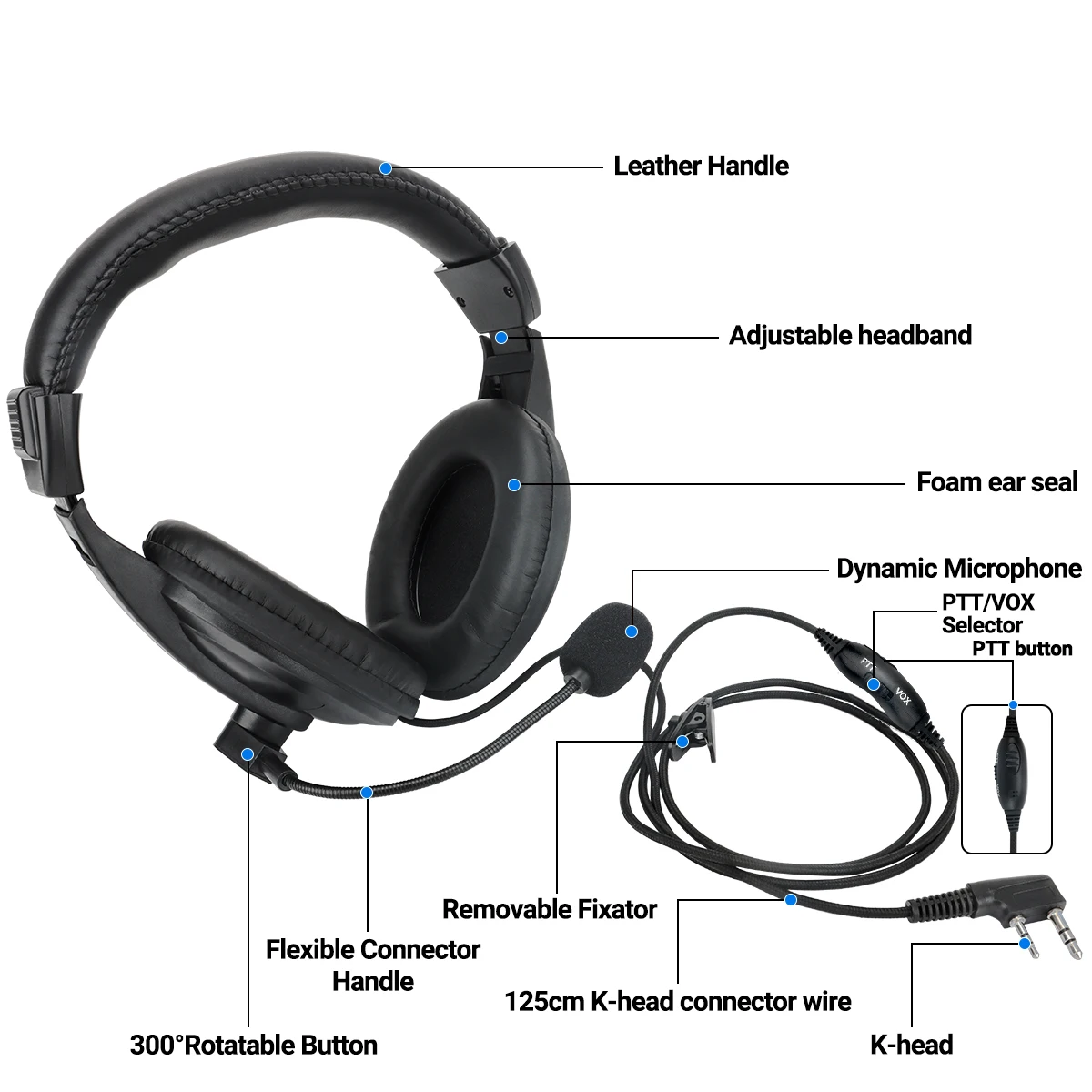 ABBREE PTT VOX micrófono auricular Flexible Walkie Talkie auriculares para Baofeng UV-21 Pro UV-5R Quansheng UV-K5(8) UV-K6 Radio bidireccional - imagen 2