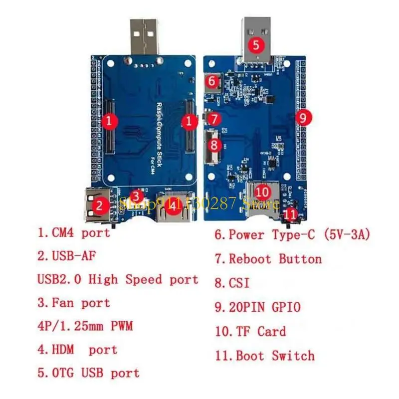 J1HC CM4 Socket 20pin GPIO USB2.0 Módulo cómputo 4 tablero expansión placa palo - imagen 2