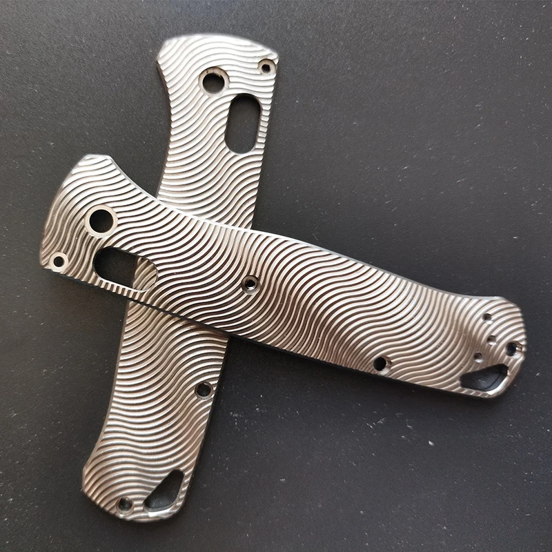 Básculas con mango de titanio con diseño de onda personalizado para cuchillo Bugout 535, pieza de accesorios para hacer bricolaje - imagen 3