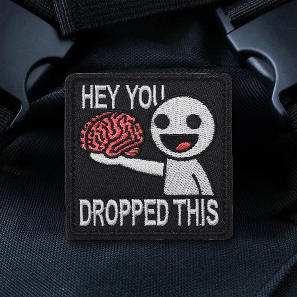 Parche bordado HEY YOU DROPPED THIS, parche divertido de gancho y bucle, insignia de moral táctica, brazalete militar, accesorios para mochila, pegatinas - imagen 4