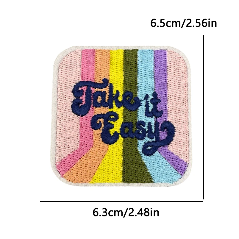 Parche de dibujos animados con letras, sombreros de arcoíris, pantalones vaqueros, parche bordado, parches para planchar para ropa, parches termoadhesivos para ropa DIY - imagen 3