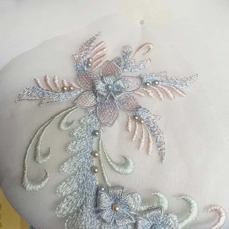 Suministros de costura de apliques de cuentas de encaje de tela, bordado de flores florales 3d, parches para coser para decoración de vestidos, ropa, 22x15 Cm - imagen 5