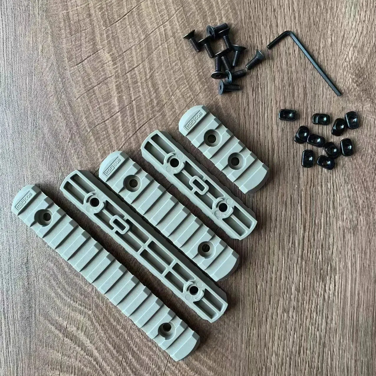 Carril guía de nailon Element MLOK con tiras de madera en forma de pez, riel guía metálico ajustable de 20 mm con diseño de espina de pescado. - imagen 5