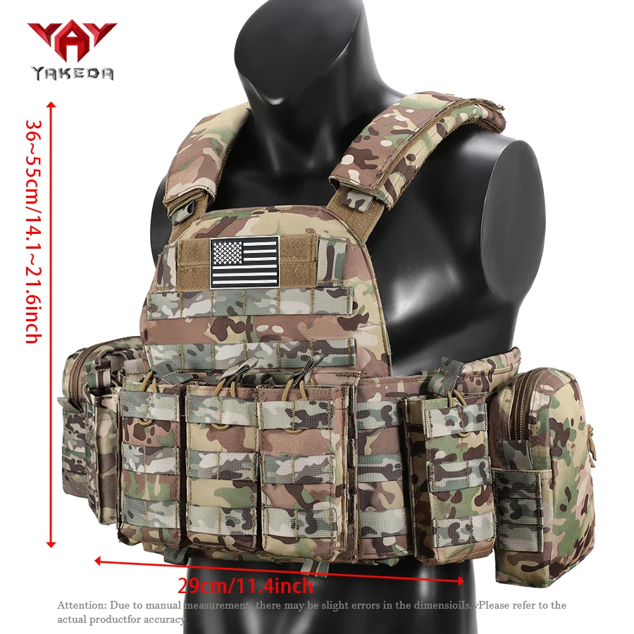 YAKEDA El chaleco de caza de seis piezas viene con un bolso triple para equipamiento y un bolso grande y varios colgado en la parte posterior - imagen 5