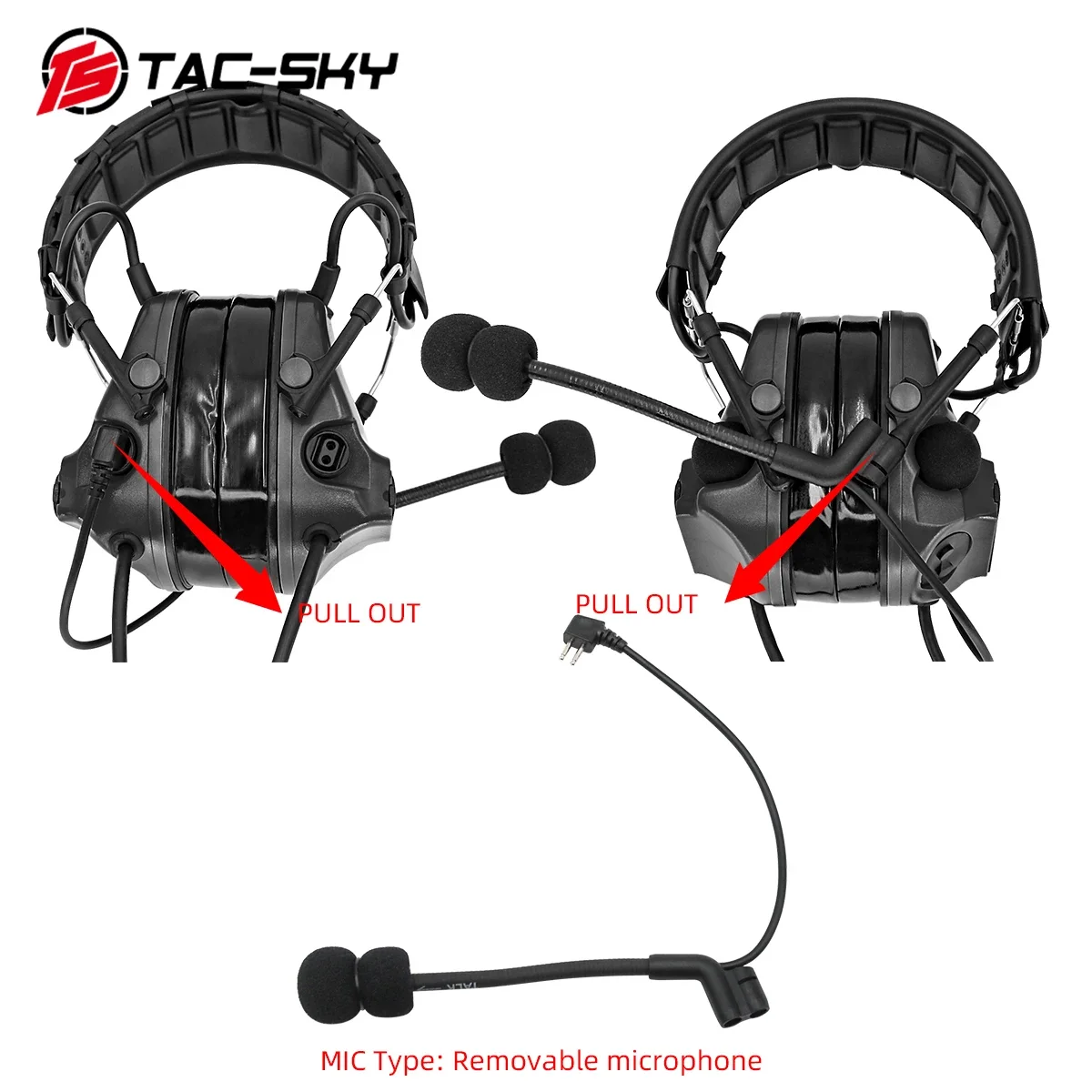 TAC-SKY COMTA III nueva diadema desmontable comunicación Dual orejeras de silicona auriculares tácticos pastilla de reducción de ruido Comta - imagen 4