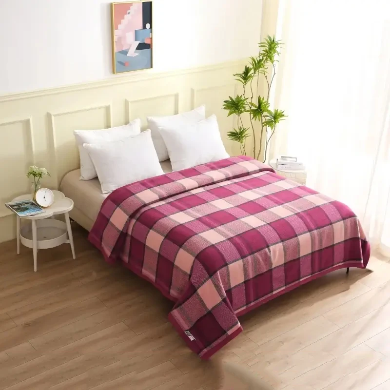 100% manta de lana 1,5*2/1,8*2/2*2,3 m edredón cálido lana roja invierno adulto campamento Camping Mat sofá dormitorio ropa de cama sofá Premium - imagen 5