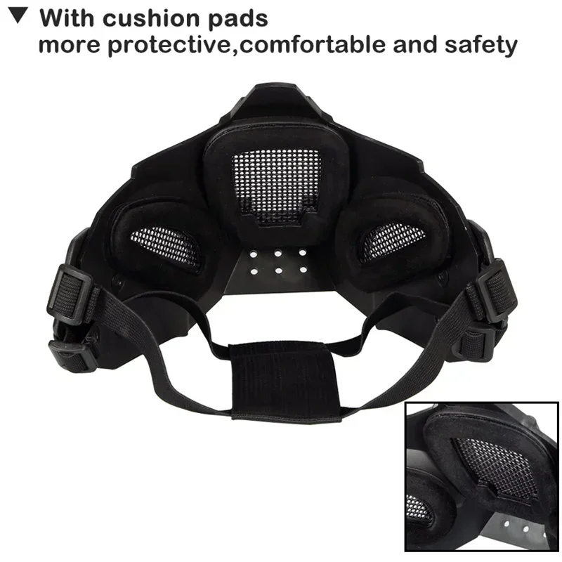 Máscara táctica de media cara, transpirable, Paintball, Airsoft, caza, malla, máscara protectora CS - imagen 5