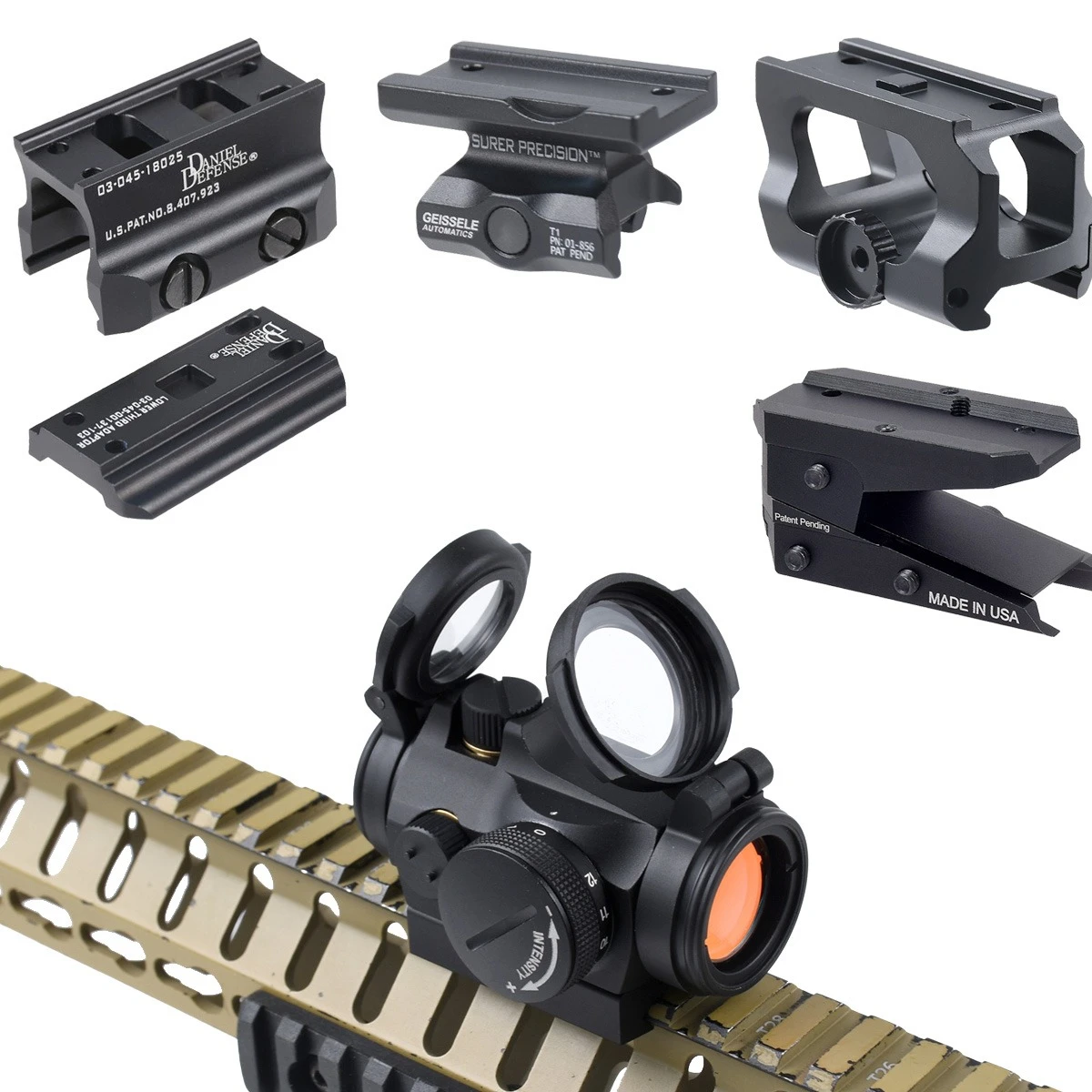 Soporte vertical táctico 2MOA mira de punto rojo 1x22mm óptica de mira réflex punto rojo T02 T01 alcance con soporte elevador 1,54/1,81/1,93/2,4