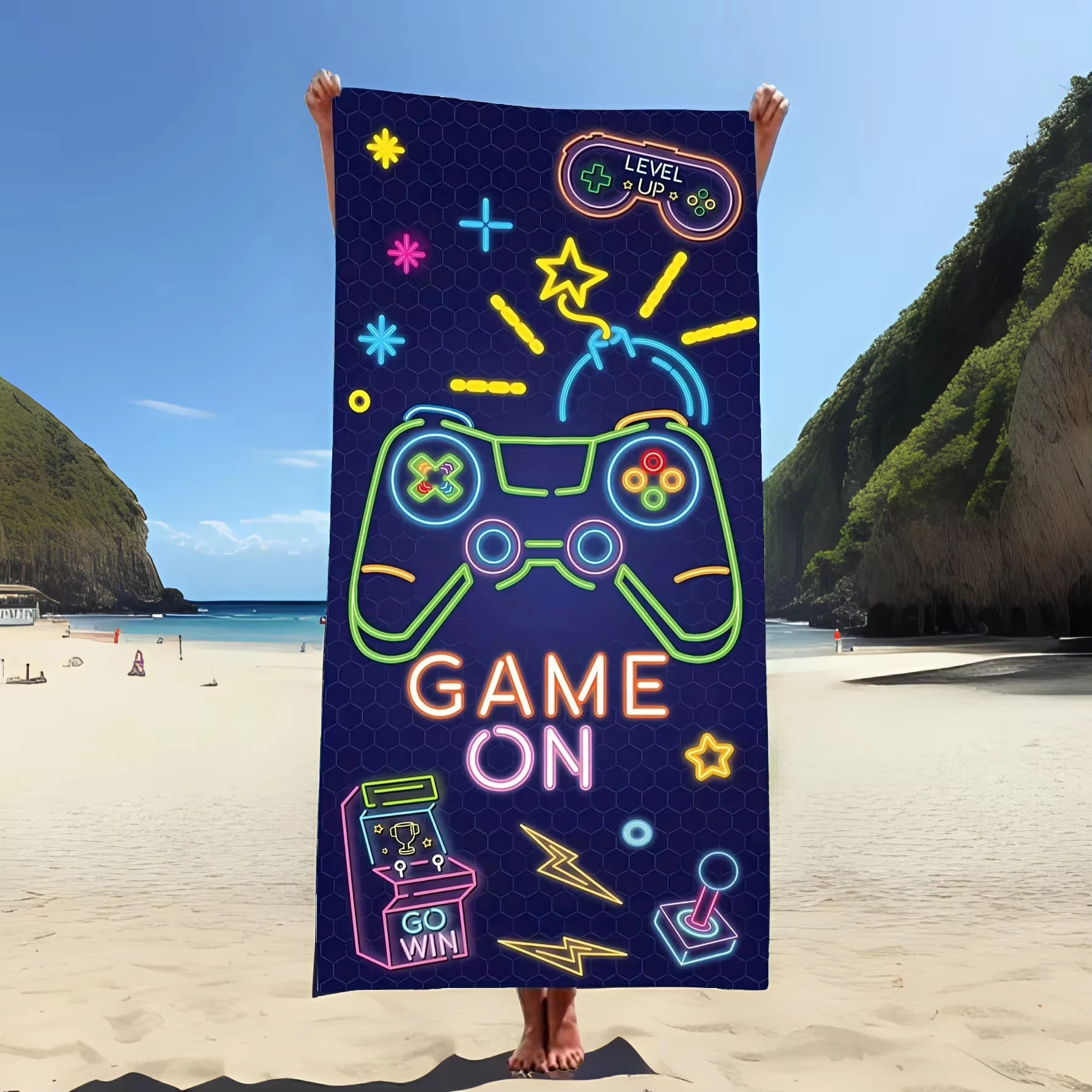 Toalla de playa para consola de juegos de microfibra de secado rápido, suave, absorbente, ligera, protección solar, accesorio perfecto para verano, 1 ud. - imagen 2