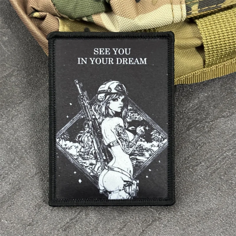 Parche estampado "See You in Your Dream" para ropa, insignia de moral táctica, parche militar con gancho, brazalete para mochila - imagen 2