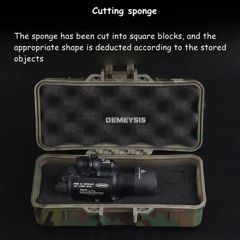 Caja de almacenamiento de linterna táctica a prueba de polvo con caja de herramientas acolchada para caza y tiro, Maleta con cerradura, estuche de accesorios de seguridad - imagen 5