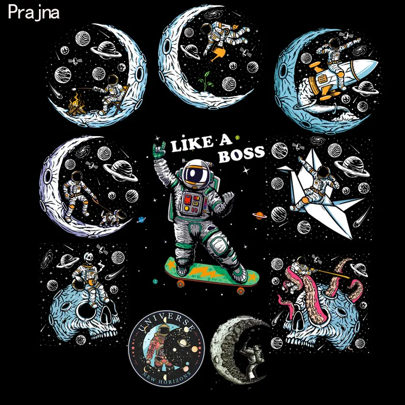 Parches de transferencia de calor para ropa, adhesivos de astronauta, apliques de dibujos animados para planchar en la ropa - imagen 3