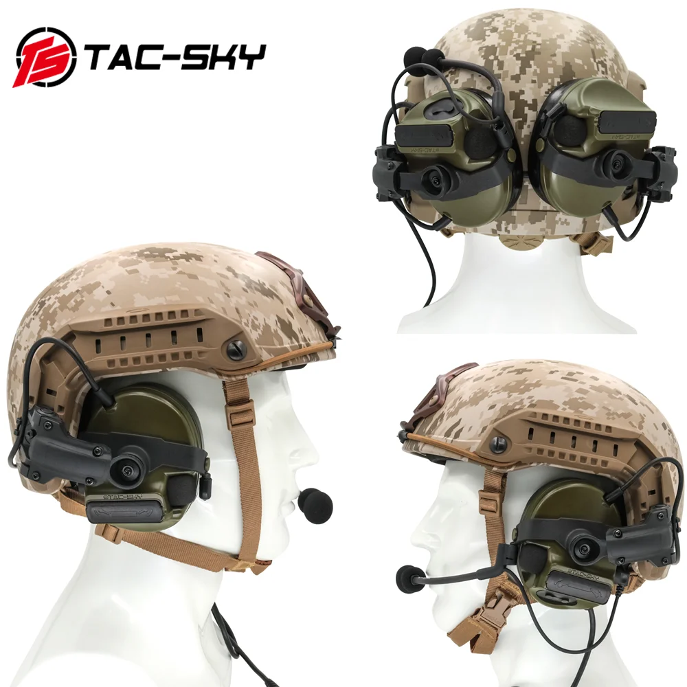 TAC-SKY Comta III-auriculares deportivos tácticos Airsoft, soporte para casco, orejeras de silicona, reducción de ruido, auriculares de tiro - imagen 4